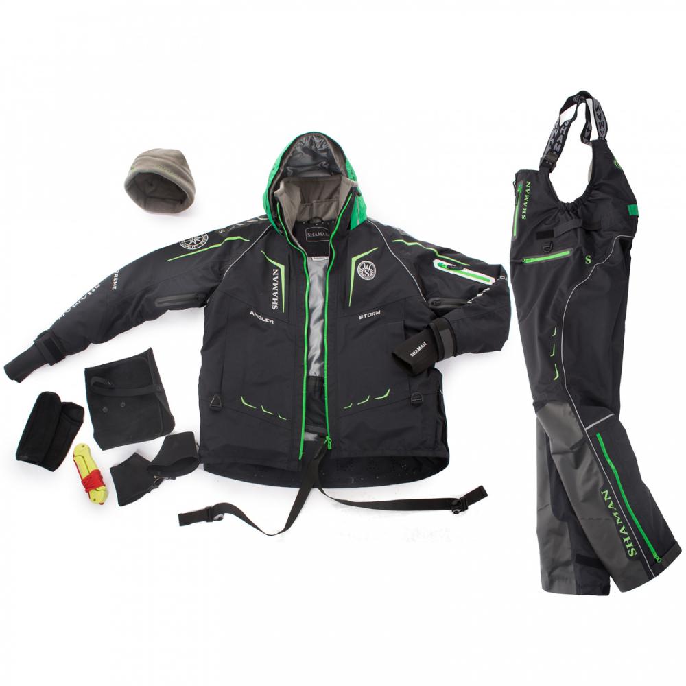 Костюм-поплавок зимний Angler (-20) Black/Green S-311-0 Shaman ХСН